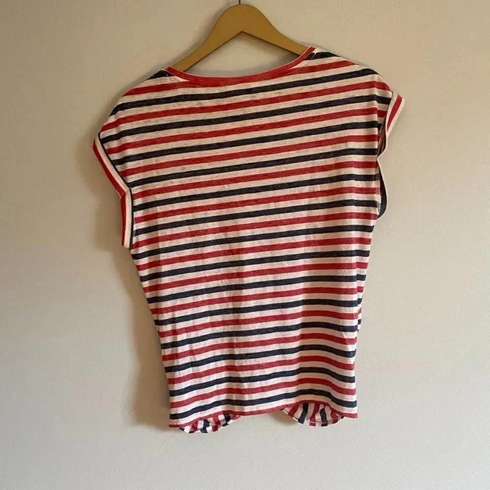 Lucky Brand Red White and Blue Front Knot Top - Picture 7 of 9